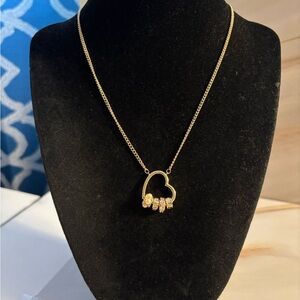 Gold Tone Heart Carabiner Slider Charm Necklace 16”+3”